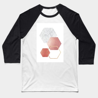 Geometric hexagon Modern wall art Pink/marble Baseball T-Shirt